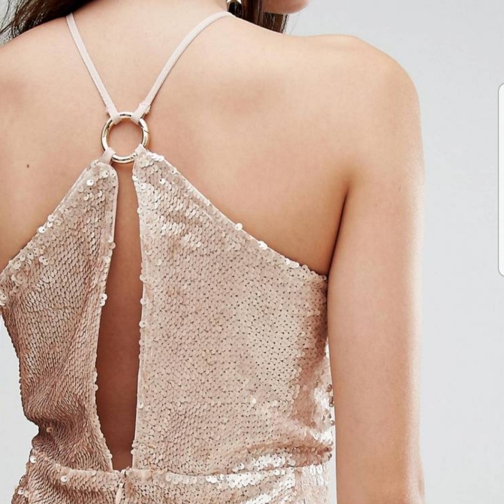Rose Gold Sequin Halter Dress